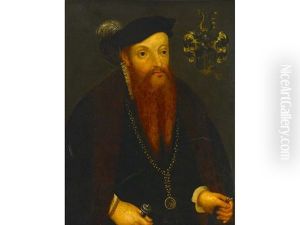 A Portrait Of A Gentleman, Half Length, Wearing A Fur-trimmed Cloak by Hans Asper