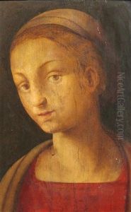 Bust Length Portrait Of A Lady In A Red Dress by Amico Aspertini