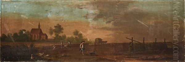 Overdoor With A Landscape With Harvest Workers - view 1