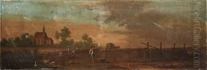 Overdoor With A Landscape With Harvest Workers by Johan Nils Asplind