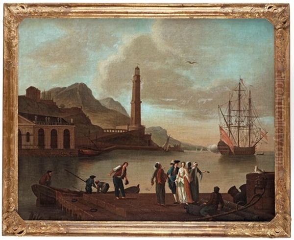Sydlandsk Hamn Med Figurstaffage - view 1