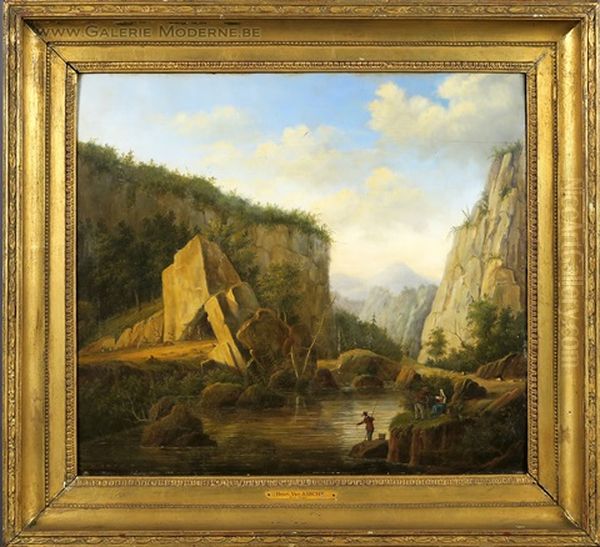 Paysage De Montagne Avec Pecheurs - view 1