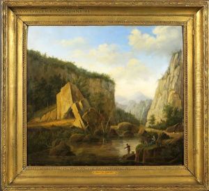 Paysage De Montagne Avec Pecheurs by Hendrick Van Assche