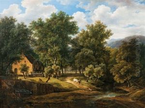 Idyllic Landscape With Watermill by Hendrick Van Assche