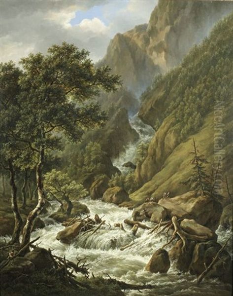 Gebirgslandschaft Mit Wasserfall - view 1