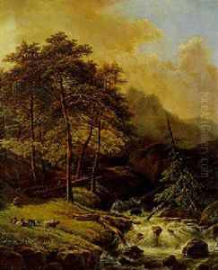 Paturage Au Bord De La Cascade by Hendrick Van Assche