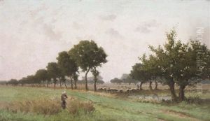 Paysage Anime De Bergers Aux Vaches by Alphonse Asselbergs