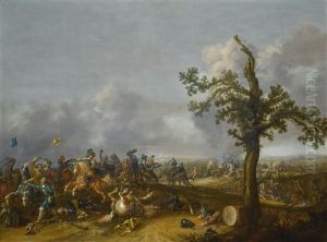 The Battle Of Lutzen, 1632, With King Gustav Adolf Ii Of Sweden by Jan Asselijn