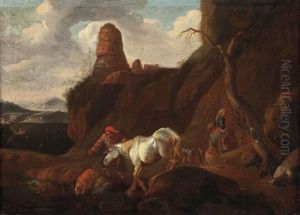 An Der Tranke Mit Ruinenlandschaft by Jan Asselijn