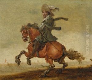 A Cavalier On Horseback Before A Landscape by Jan Asselijn
