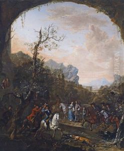 Berglandschaft Mit Einer Jagdgesellschaft by Jan Asselijn