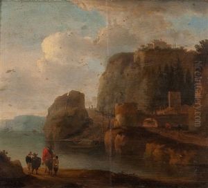 Fluslandschaft Mit Reiter Und Bauern by Jan Asselijn