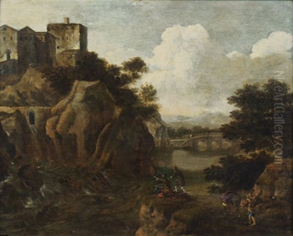 Dessinateurs Devant Un Paysage Montagneux - view 1