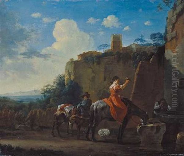 Landschaft Mit Bauern Bei Der Tranke - view 1