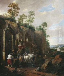 Reisende Bei Der Rast An Einer Alten Ruine by Jan Asselijn