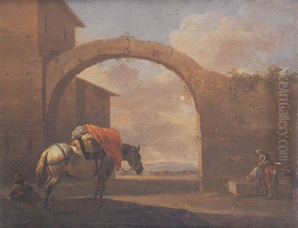 A Packhorse In A Courtyard - view 1