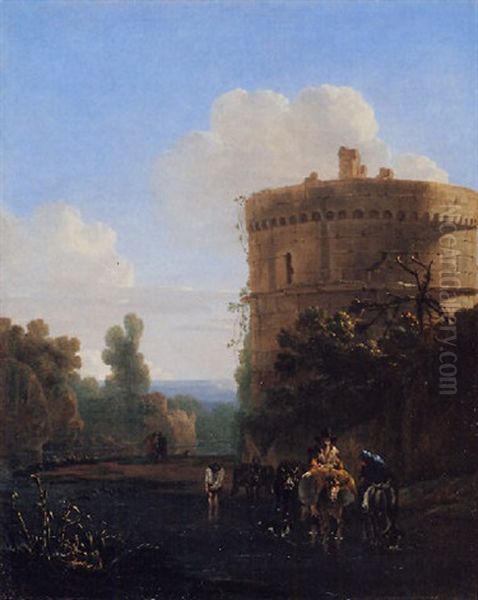 An Italianate Landscape With Travellers Fording A River - view 1