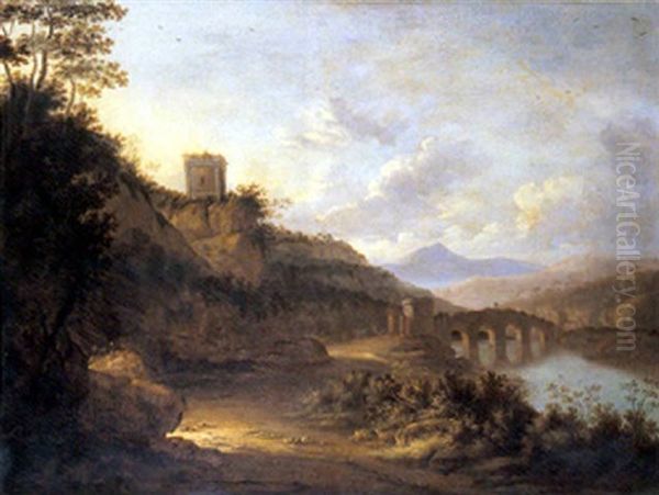Paysage Fluvial De La Campagne Italienne Au Pont - view 1