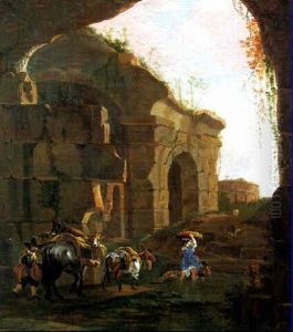 Peasants Returning From Market Among Classical Ruins by Jan Asselijn