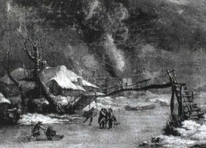 Winter Landscape With Figures Skating by Jan Asselijn