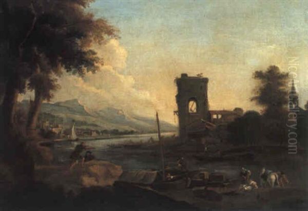 Flusslandschaft Mit Hafen - view 1