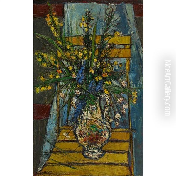 Stillleben Mit Blumenstrauss Auf Einem Gartenstuhl - view 1