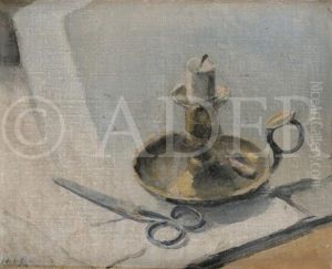 Nature Morte Au Bougeoir Et Ciseaux by Maurice Asselin