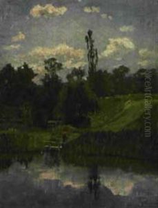 Kleiner See, Mit Einer Frau Am Ufer by Fanny Assenbaum