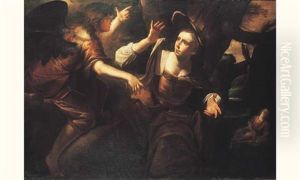 Agar Et Ismael Sauves Par L'ange Dans Le Desert by Gioacchino Assereto