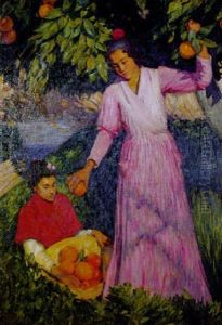 La Cueillette Des Oranges by Eugene Assezat De Bouteyre