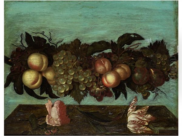 Stillleben Mit Fruchtekranz Und Bluten - view 1