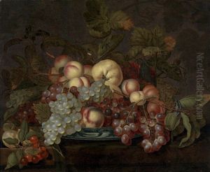 Fruchtestillleben Mit Trauben, Pfirsichen Und Anderen Fruchten Auf Einer Porzellanschale by Bartholomeus Assteyn