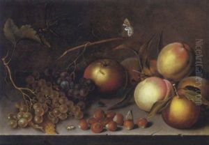 Nature Morte Aux Peches, Oranges Et Une Pomme by Bartholomeus Assteyn