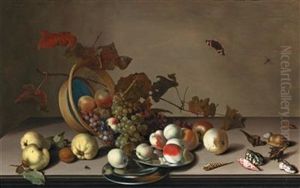 A Fruit Still Life With A Wicker Basket by Balthasar Van Der Ast
