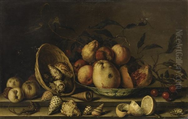 Still Life With Basket Of Shells, A Plate With Fruits And Insects - view 1