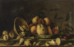 Still Life With Basket Of Shells, A Plate With Fruits And Insects Still Life With Basket Of Shells, A Plate With Fruits And Insects