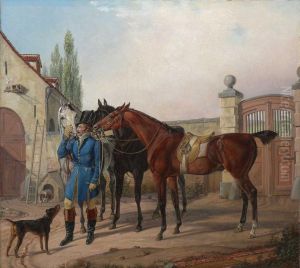 Kutscher Mit Drei Pferden by Adam Albrecht