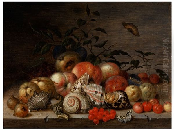 Fruchtestilleben Mit Muscheln, Krebs Und Eidechse - view 1