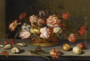 Blumenstilleben In Einem Flechtkorb by Balthasar Van Der Ast