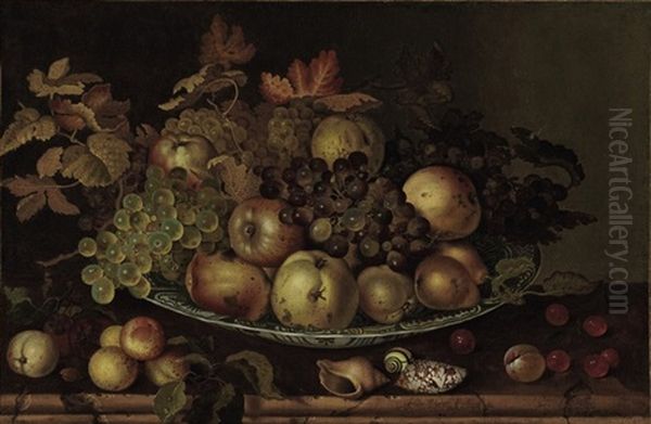 Fruit In A Wan-li Kraak With Shells And Other Fruit On A Table - view 1