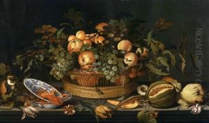 Stilleben Mit Fruchten, Blumen Und Einem Kleinen Affen