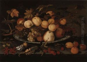 Still Life Of Fruit And Other Items On A Marble Ledge