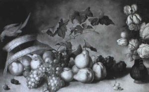 Still Life Of Fruit, Basket With Parrot And Flowers