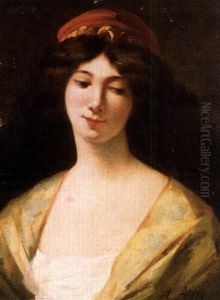 Portrait De Jeune Femme Au Croissant
