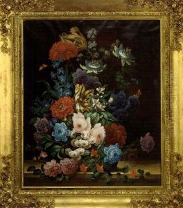 Summer Flowers In An Urn, With Butterflies