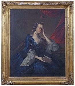 Portrait Of A Lady, Three-quarter Length, Seated Holding A Book by John Astley