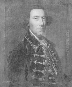 Portrait Of A Gentleman Wearing A Blue Coat With Gold Facings by John Astley
