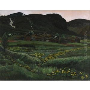 Soleinatt, Jolster (white Night, Buttercups At Jolster) by Nikolai Astrup