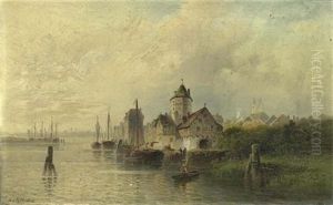 Stadtansicht Mit Einer Burg Am Meer by Nicolai Von Astudin