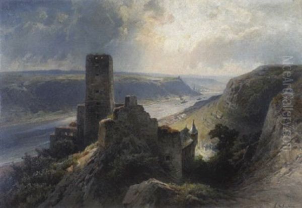 A View Of The Rhine With A Castle In The Foreground - view 1